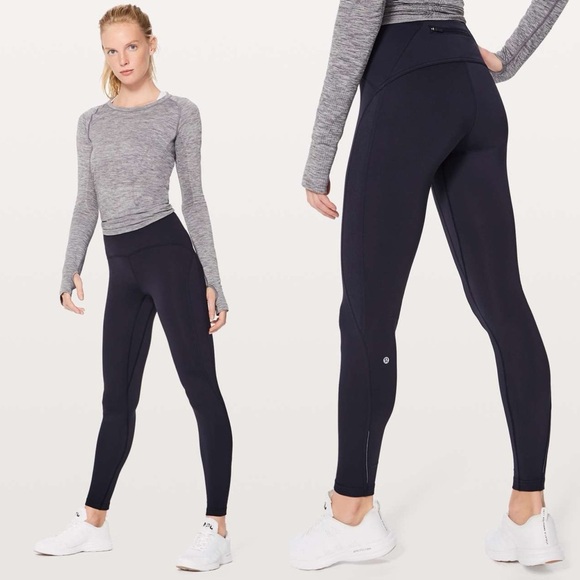 Reformation Pants - Lululemon Fast As Fleece Lined Legging 28" Navy Blue Size 4